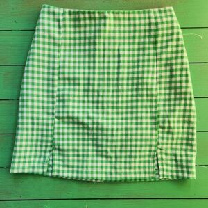 Love On A Hanger Green Checkered Skirt Size 3